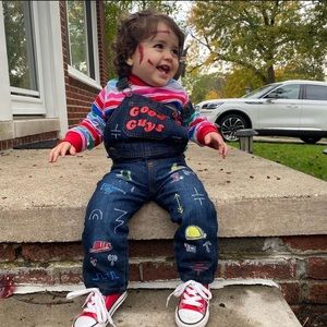 Toddler custom made Chucky Halloween costume.